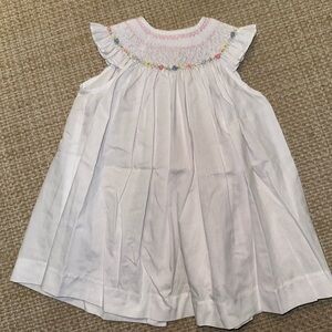 Luli & Me White Smocked Dress - 12M